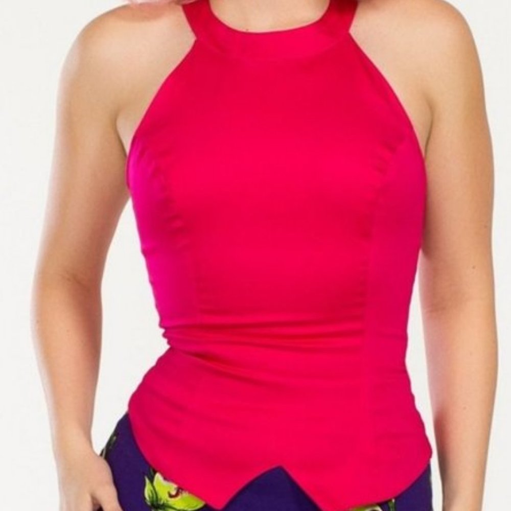 Pinup Girl Clothing (PUG) Carole Top - Turquoise w/Black Polka Dots